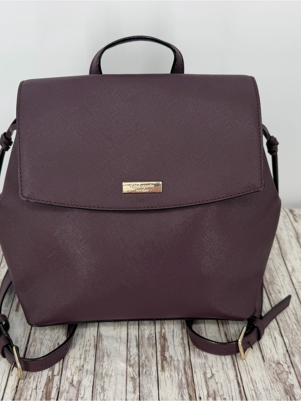 Kate Spade Plum Saffiano Leather Backpack almost new without tags***